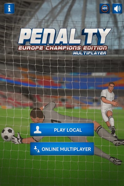 A soccer game with a penalty kick.